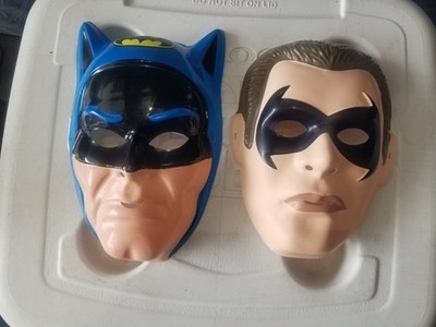 Batman & Robin Halloween Plastic Mask Ben Cooper Style NOS- NWT's Free Ship!  
