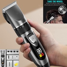 Cordless Professional Hair Clippers Rechargeable Haircut Trimmer Kit LCD Display