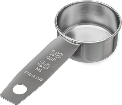 1/8 Cup Stainless Steel Measuring Cup | Sturdy Metal 30 ml | 30 cc | 1 oz