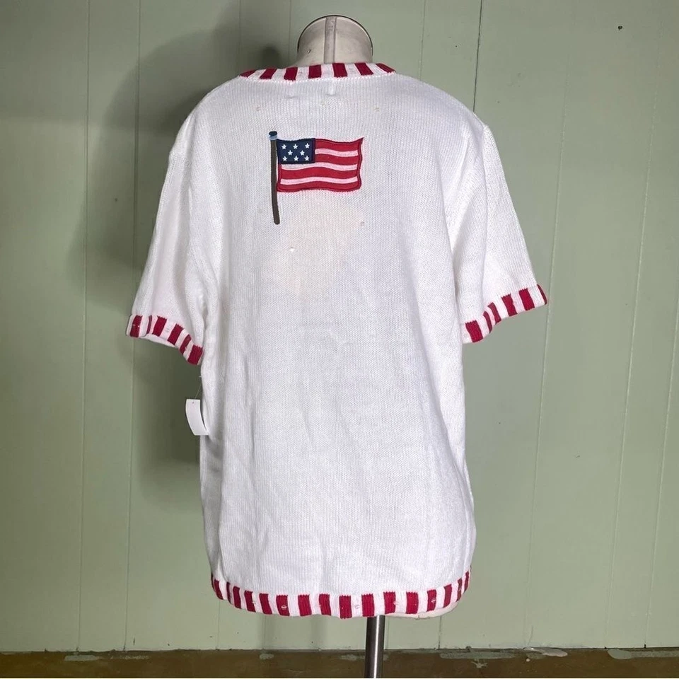 Quacker Factory Fourth July Independence Day Patriotic American Flag Cardigan L - Image 2 of 4
