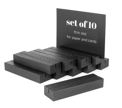 10 Pack Wood Place - Black Wooden Table Number Holders , Name Place Cards Sta...
