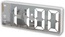 Small Digital Alarm Clock, Mirror Surface LED Electronic Clocks with Large Displ