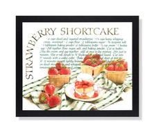 Strawberry Shortcake Home Kitchen Recipe Cafe Picture Black Framed Art Print