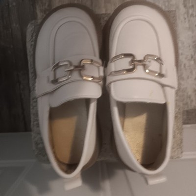 UNBRANDED LITTLE GIRLS PLATFORM LOAFERS WHITE EUROPEAN SIZE 29