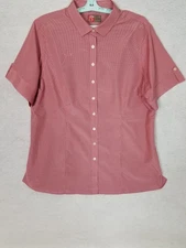 CHIK-FIL-A Team Style Oobe Women's Red Check S/S Button Up Shirt Red Size 2XL