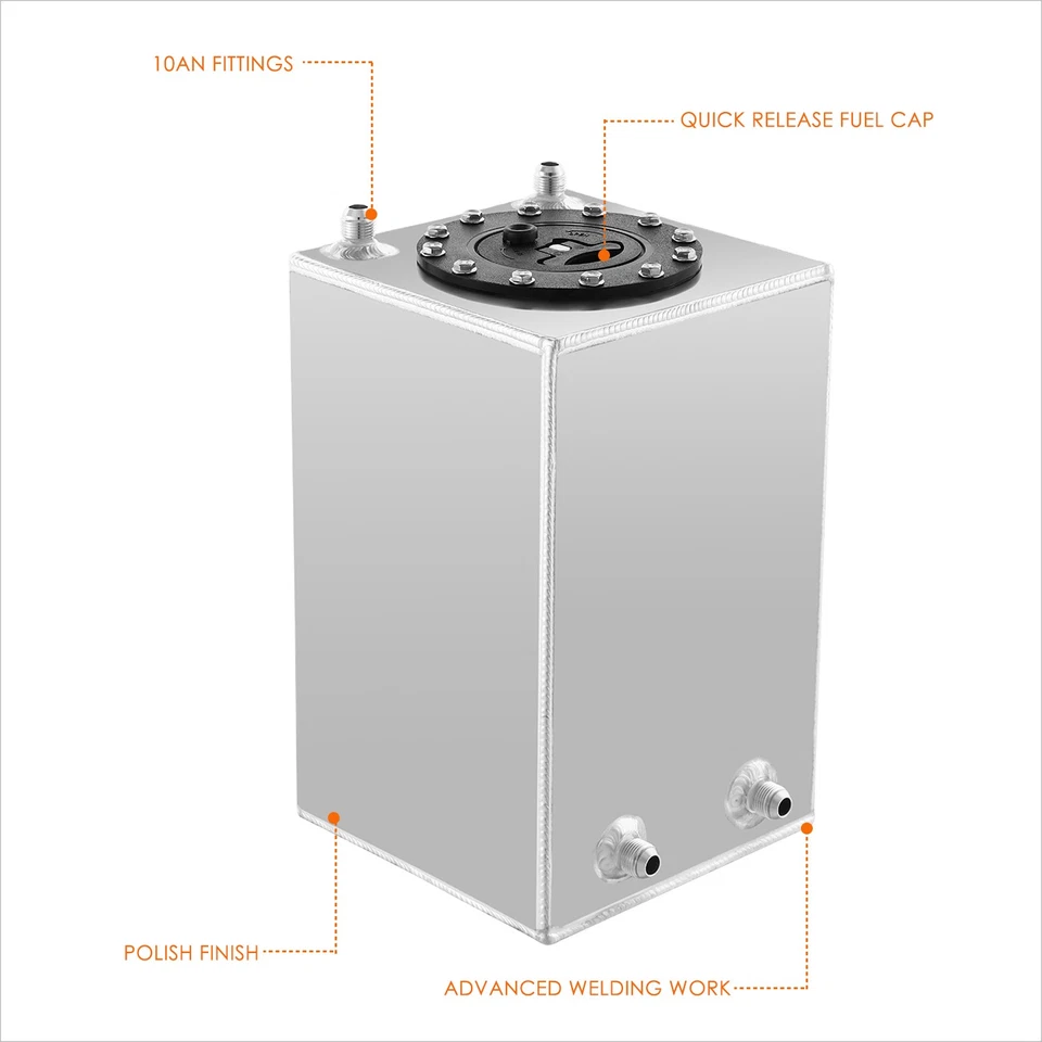 Tanque de gas/pila de combustible metálico liviano de 2,5 galones de aluminio a la deriva + tapa Foto 2 de 4
