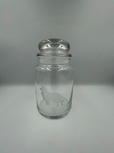 Collie Etched Glass Container