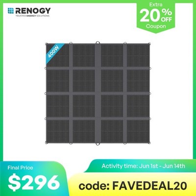 Renogy 400W Solar Panel Blanket Portable Solar Suitcase Foldable Solar Panel