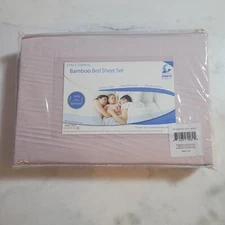 Hotel Sheets Direct Bamboo 3 PC Set Twin XL Flat, Fitted, Pillowcase Light Pink