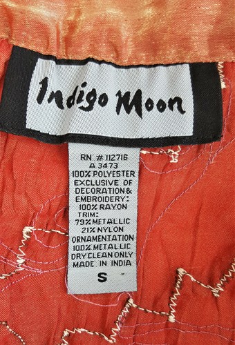 Indigo Moon Jacket Tunic Button Up Floral Terracotta Metallic Size S - Picture 12 of 12