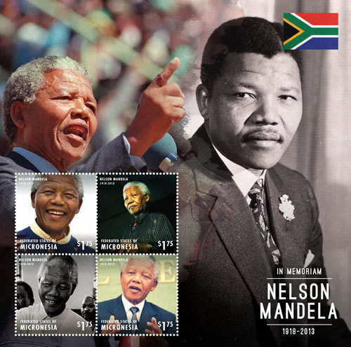 Mikronesien 2014 - Präsident Nelson Mandela - 4 Blatt Briefmarken Scott #1079 - postfrisch - Bild 1 von 1