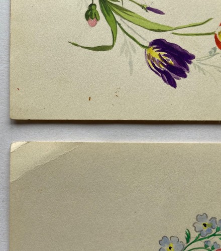 4 Aquarelle mit Blumen Stillleben Herz Anonym je 21,8 x 17,8 cm - Bild 6 von 7