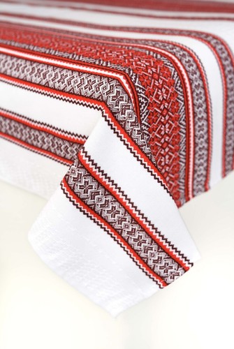 Juego de mantel + 6 servilletas rojo ucraniano adorno éster eslavo regalo - Imagen 2 de 2