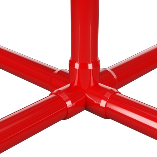 1" 5-Way PVC Cross Fitting, Red (4-PK) FORMUFIT Furniture Grade, Made in USA - Picture 3 of 4