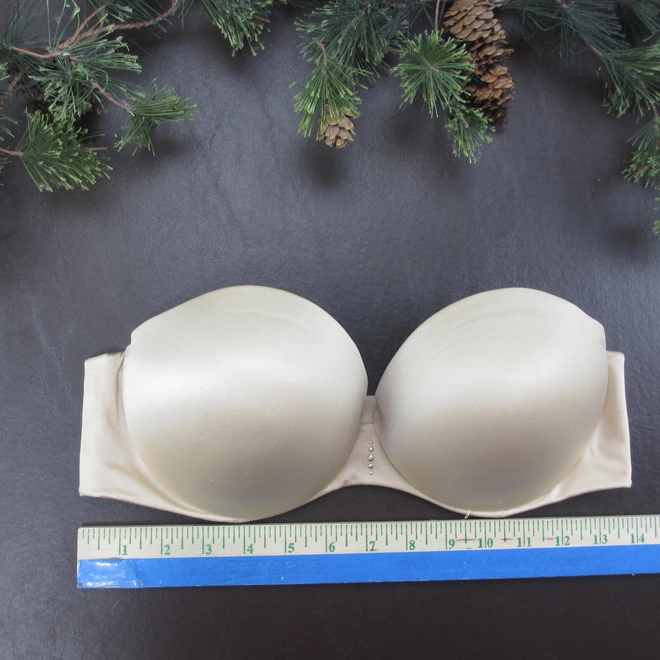 Sujetador Maidenform 36C Gris Sin Tirantes Acolchado Con Aros Cierre Ajustable Espalda Foto 2 de 4