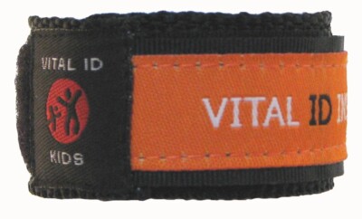 CLEARANCE! Kids Child Vital ID Adjustable Safety Alert Safe ID Bracelet Orange