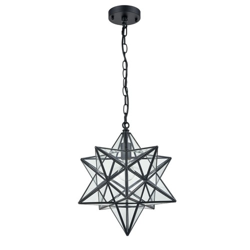 16'' Large Moravian Star Pendant Light Clear Glass Hanging Star Lights on Chain - Picture 6 of 7
