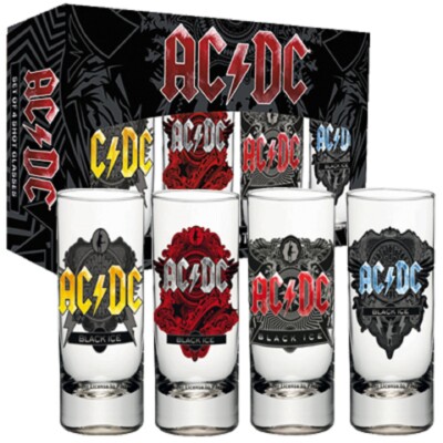 AC/DC 4er Set - Shotgläser - Schnapsgläser - Black Ice - Hard Rock - Angus NEU