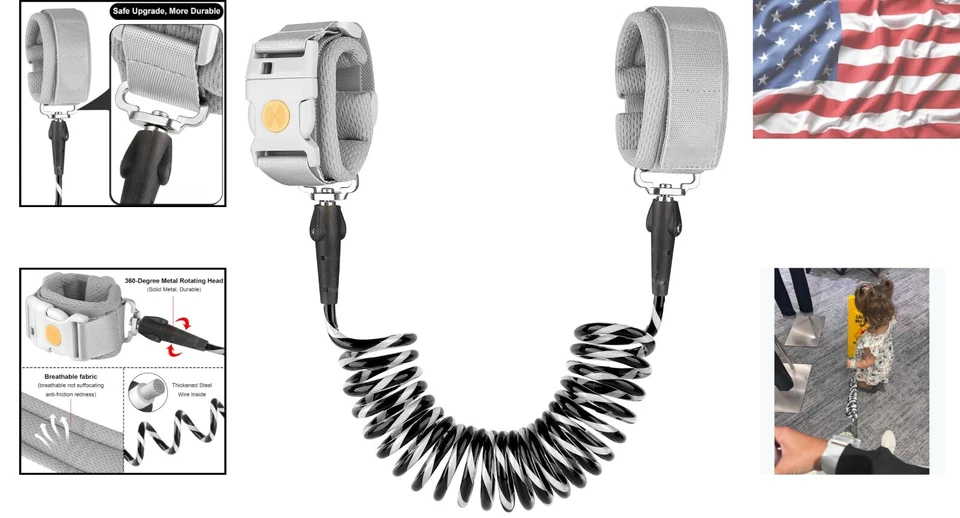 Correa de algodón orgánico suave de 6,5 pies para niños pequeños - bloqueo de inducción y función reflectante Foto 2 de 4