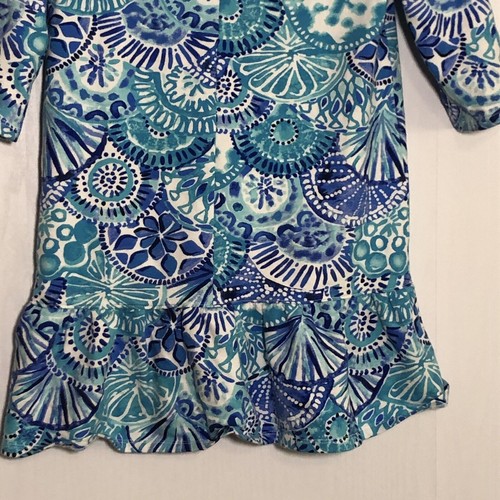 Lilly Pulitzer Swim Cover Up Girls Large 8 10 Blue Oasis Cooke Ruffle Hooded Zip - Picture 11 of 12