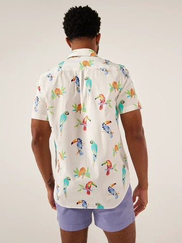 Chubbies Friday Shirt the Dude Where's Macaw Short Sleeve Button Down Men's 2XL - Picture 5 of 5