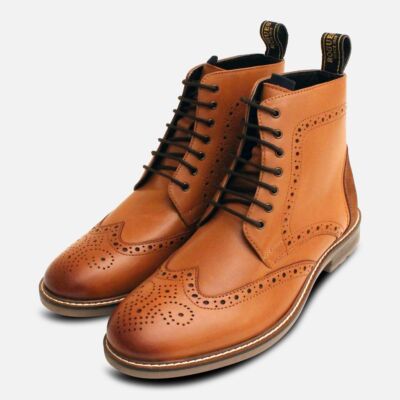 John White Country Brogue Stiefel in hellbraunem Leder