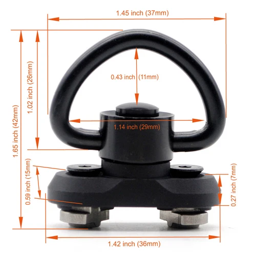 Black Unique QD Sling Swivel Mlock / Keymod Rail Handschutz Befestigung Adapter - Bild 13 von 13