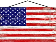 Rustic Style Sign Distressed American Flag Vintage Style Wall Art USA Veterans