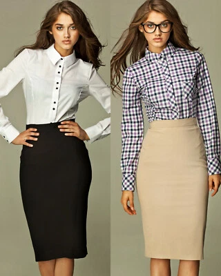 Jupe Crayon NIFE SP13 Femme Noire ou Beige Taille Haute Chic 36 38 40 42 44 Neuf - Photo 1/3