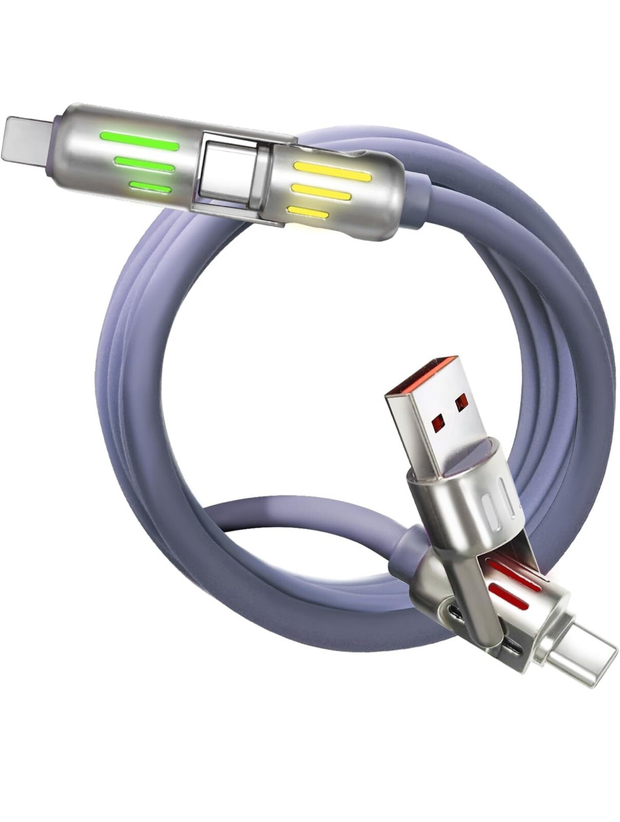 240W USB C 4-in-1 Multi-Charging Cable with Breathing LED Light-image