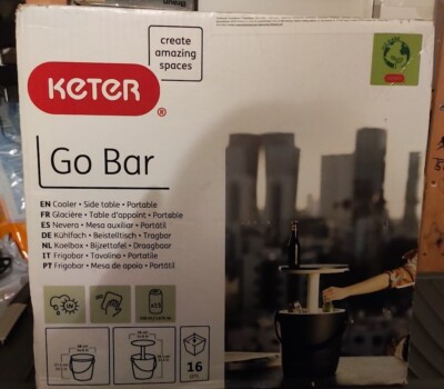 Keter Go Bar Kühlbox integriertem Tisch Tragbar Gartentisch  Cool Bar, Picknick