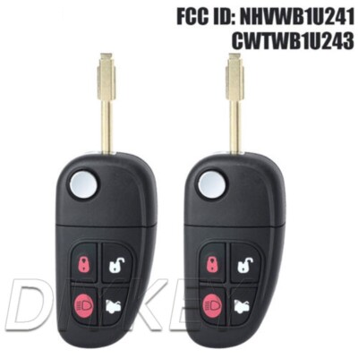 2 Remote Key Fob for Jaguar XJ8 XJR S-Type X-Type NHVWB1U241 CWTWB1U243 4 Button