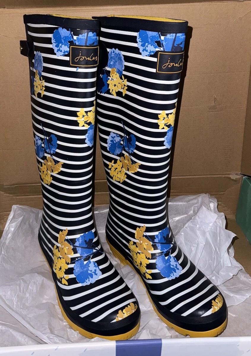 Back Gusset Joules Navy Floral Wellies Joules Navy Spring Floral - Main Image