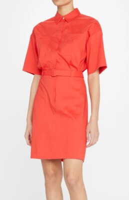 long sleeve dressy dresses Bright Red Long Sleeves V-neck High Slit Formal Dresses , CP0034