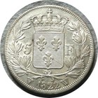 elf France Kingdom Second Restoration 5 Francs 1822 W  Silver  Louis XVIII   — photo 2