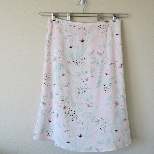 Vintage NOTATIONS Watercolor Pastel Pink Floral Skirt Size 1X Midi Pull On Plus - Photo 1/7