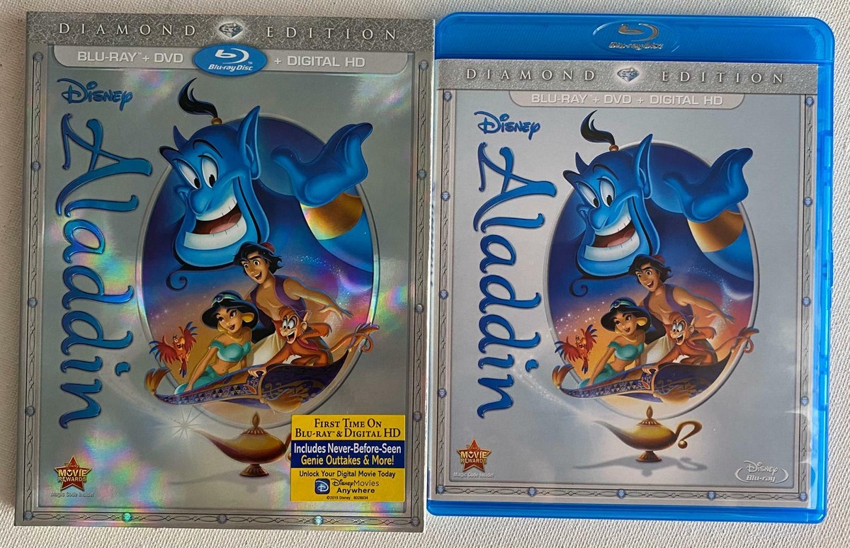 DISNEY ALADDIN BLU RAY DVD 2 DISC SET + RARE SLIPCOVER SLEEVE FREE