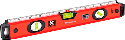 770 Exodus Professional Box Level 12'' with 45° Vial & Ruler for Wall Grip
