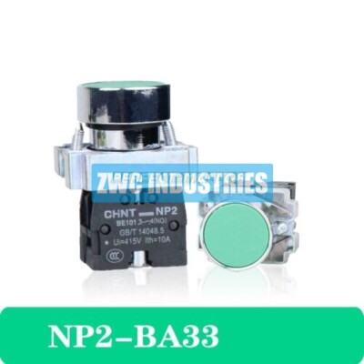 10PCS New FIT FOR Chint NP2-BA33 Pushbutton Switches Green 2NO