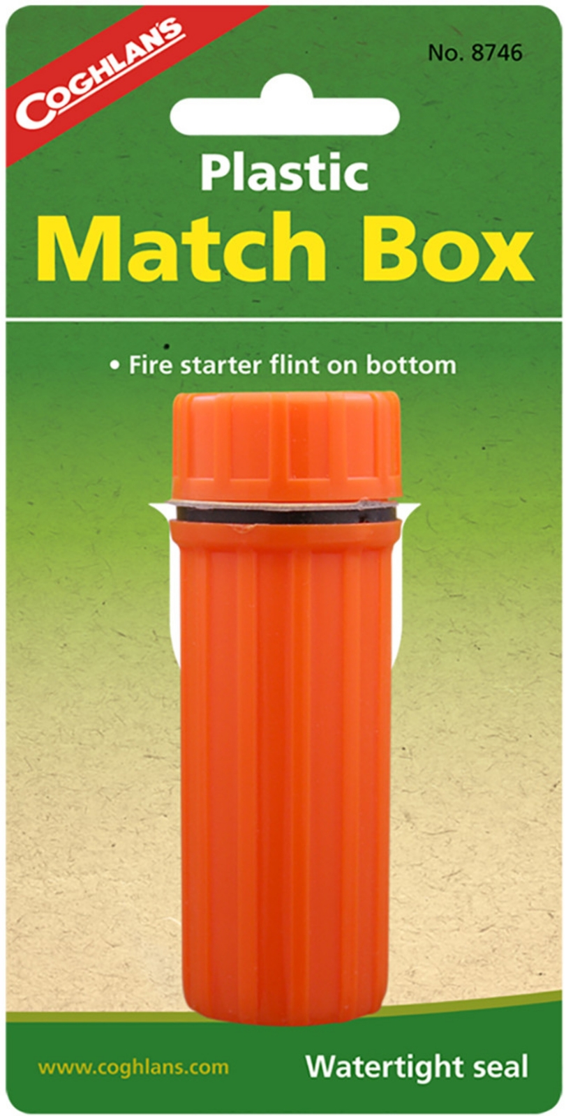 Coghlan's Plastic Match Box Orange Waterproof Storage Case w/Flint