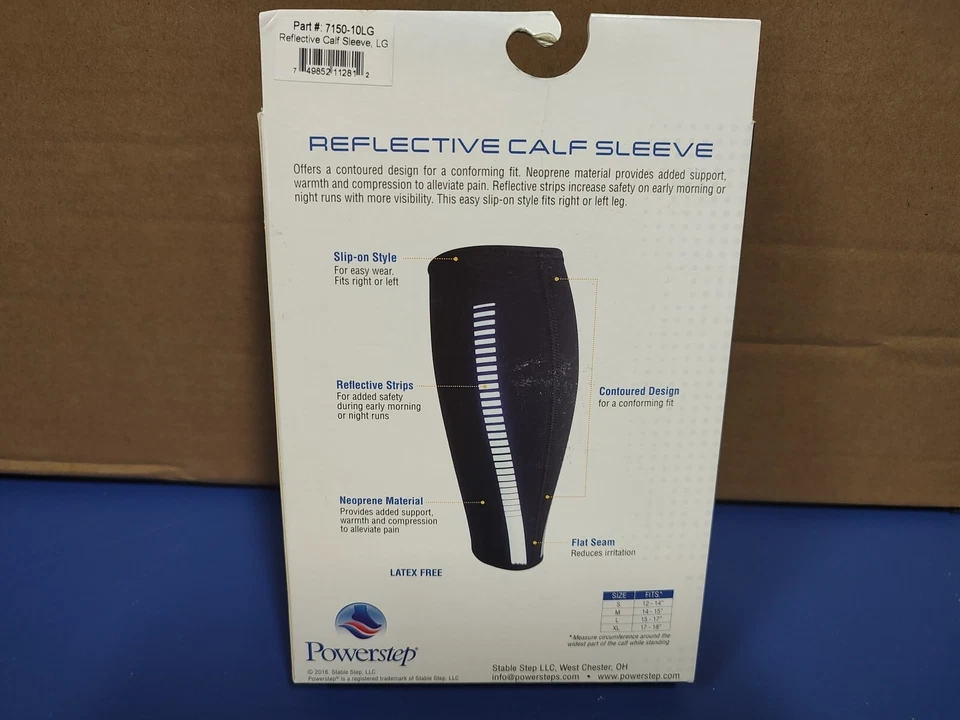 Manga reflectante PowerStep para pantorrilla negra - 7150-10LG, negra, grande Foto 4 de 4