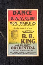 B.B. King Tour Poster 1966 Clarksville Tenn D.A.V. Club--
