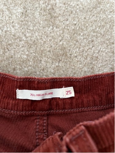 Levi's high rise sz 25 rust orange 70s high flare Corduroy Flare Pants stretch - Picture 9 of 10