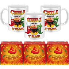3 Pcs Chili Cook off Trophies Chili Prizes Awards Ceramic Mug Cups 13 oz 1st ...