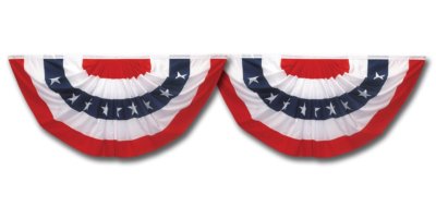 USA Patriotic Bunting 2 Pack Set 1.5 x 3 Pleated Mini Fans With Stars