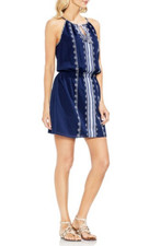 Vince Camuto Womens Embroidered Halter Casual Dress Navy Size L