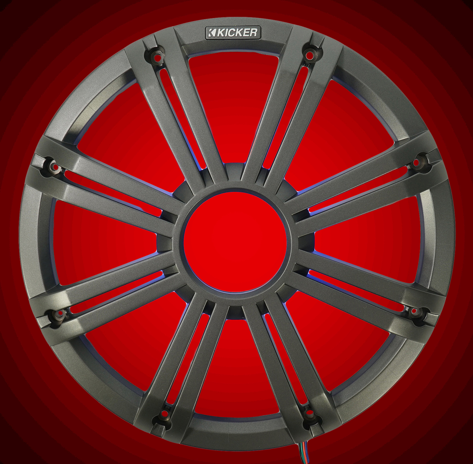 KICKER 45KM102 10 Сабвуфер для морских лодок мощностью 350 Вт Sub KM10 Угольная решетка радиатора со светодиодами