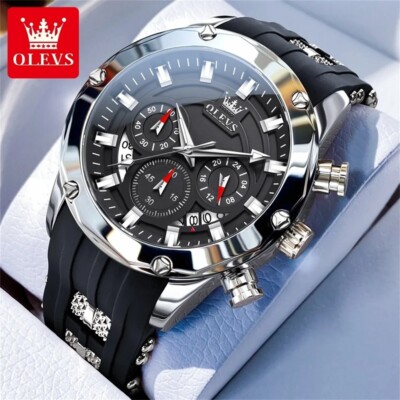 OLEVS Watch Men Quartz Luminous Waterproof Business Luxury Date Strap Men's
