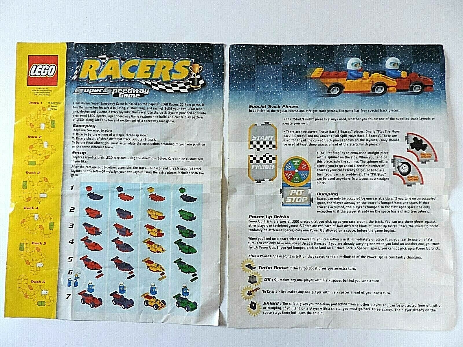 LEGO Racers Super Speedway Board Game Pieces Only INCOMPLETE 60 Pieces ...