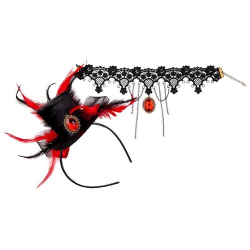 Wicked Costumes - Vampiress Top Hat & Necklace - Adult - Picture 3 of 5